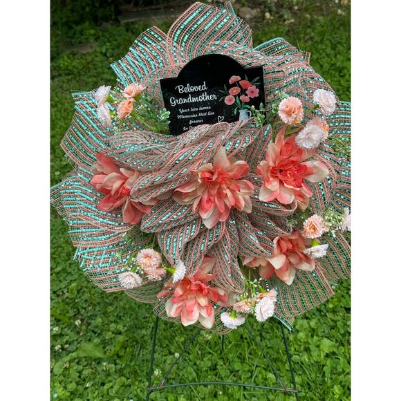 Sunflower Grandma Grandmother Mesh Wreath Cemetery Decoration, Grave Marker xxx - Picture 6 of 6